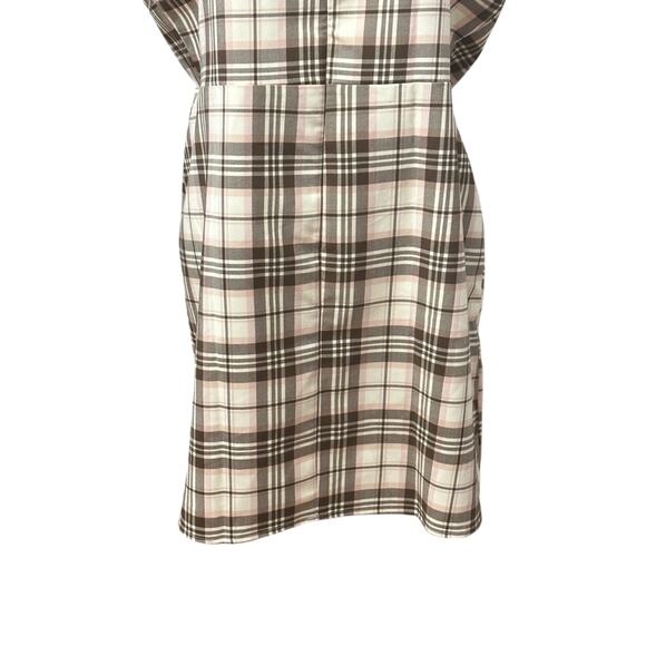 BP A-Line Dress Plaid Pattern Stretchable Above Knee Zip Closure Ivory W 1X NWOT - Picture 6 of 8
